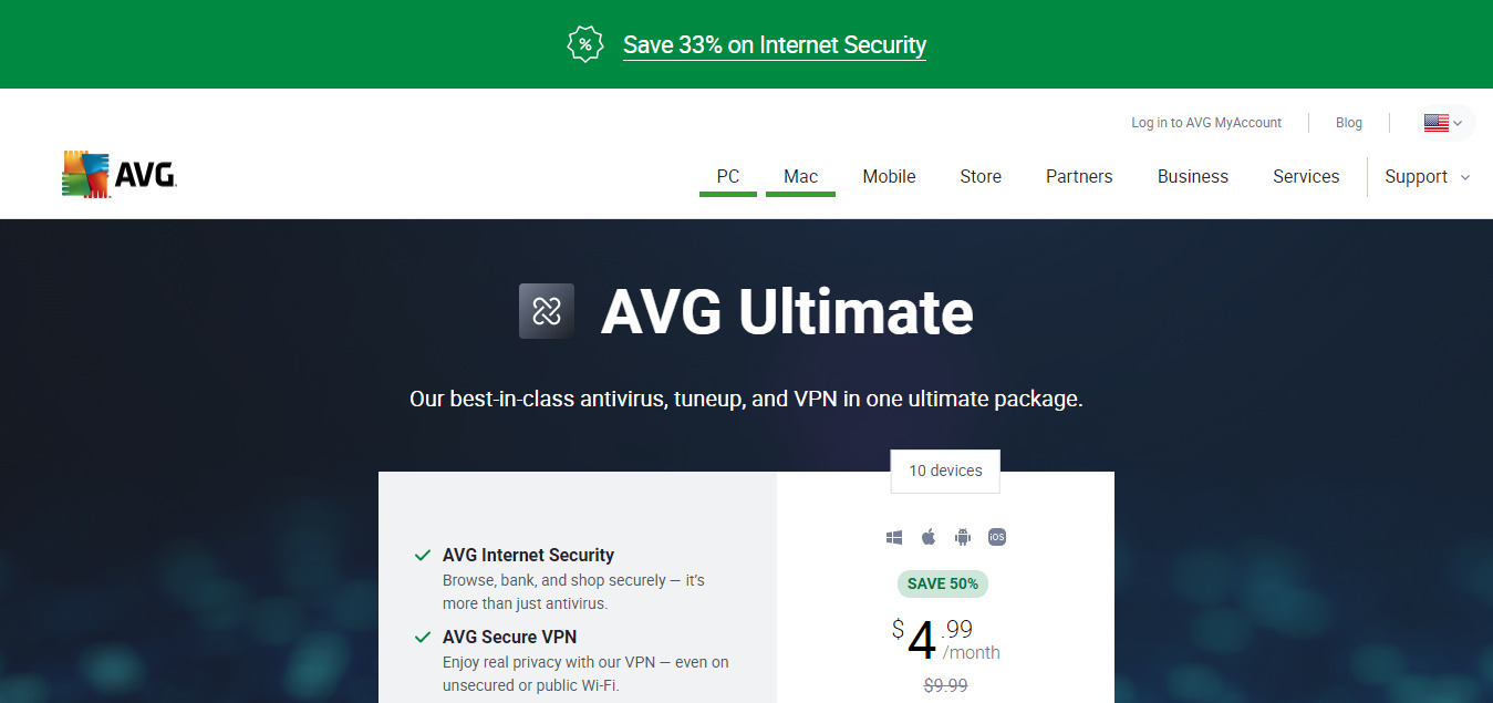 AVG Ultimate Multi Device Security, Performance, & VPN Bundle