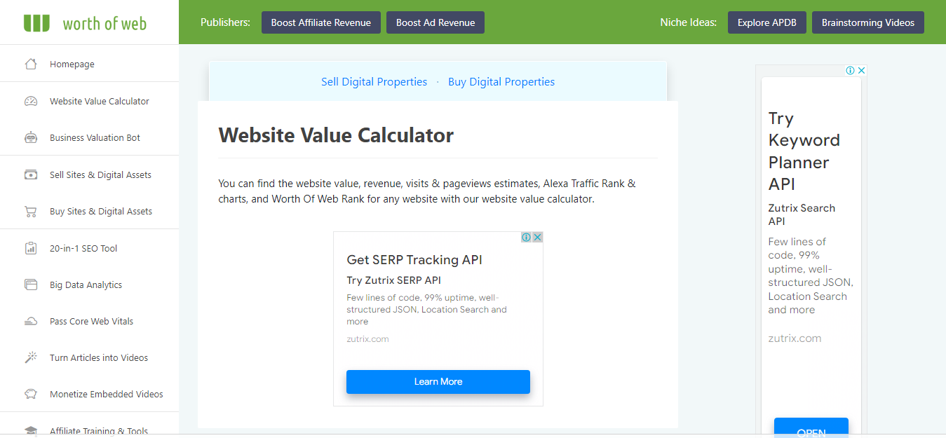 Website Value Calculator Worth Of Web